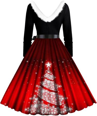 Festive Red Mini Dress for Women - Long Sleeve Winter Christmas Party Dress - Slim Fit A-Line Blouse - Buy Online on GoSupps.com