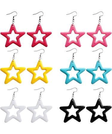Shop Feylie Fashion Earrings - Blue Hollow Star Pendant Dangling Creoles for Women & Girls - Buy Online on GoSupps.com