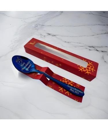 Premium Hot Chocolate Spoon with Christmas 2023 Gift Box - 15cm Size - Available in Silver Gold Rose Gold Black Blue Rainbow and Purple - Holiday xnas Gift - Buy Online on GoSupps.com