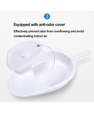 NEDLON Portable Bedpan with Lid Bed Pan for Elderly Women and Men Durable & Easy to Clean Urine Potty for Hospitals Home Care White - Buy Online on GoSupps.com