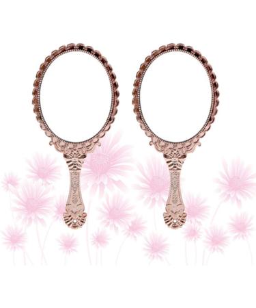 Beaupretty Vintage Hand Mirror 2pcs Set - Portable Cosmetic Barber Mirror for Salon & Travel in Rose Gold - Buy Online on GoSupps.com