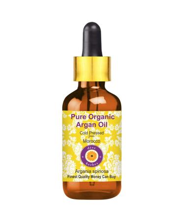 Dev Herbes Pure organic argan oil (Moroccan) (Argania spinosa) with glass dripper natural therapeutic quality cold -pressed 50ml (1.69 oz)