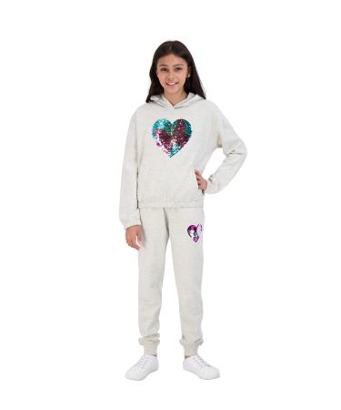 Star Ride Girls 2-Piece Hoodie and Jogger Sweatpant Set 5-6 Oatmeal Htr