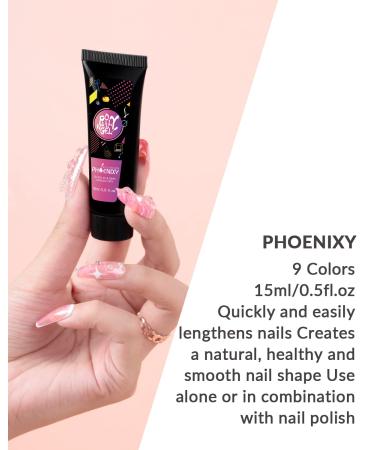 Phoenixy Poly Nail Gel Kit - 9 Colors Extension Builder Top Base Coat Manicure Starter Set for Women - Buy Online on GoSupps.com