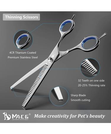 MAOCG Professional Dog Grooming Scissors Kit | 3-Piece Set for Dogs & Cats | Round Tip, Thinning, Curved & Straight Shears with Comb | Lefty & Righty Friendly - Buy Online on GoSupps.com
