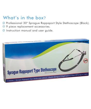 Novamedic Dual Head Sprague Rappaport Stethoscope - 30-Inch Black First Aid Stethoscope for Nurses & Doctors | Cardiac Diagnostic Medical Supplies - Buy Online on GoSupps.com