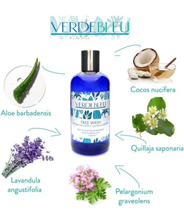 Verdebleu - 99% Natural - Purifying Face Wash - Lavender Geranium. No Sulfates/Parabens No Soap. pH 5.5 Sensitive Skin. We Donate 5% of Profit to Help Save the Rainforests. 250ml - Buy Online on GoSupps.com