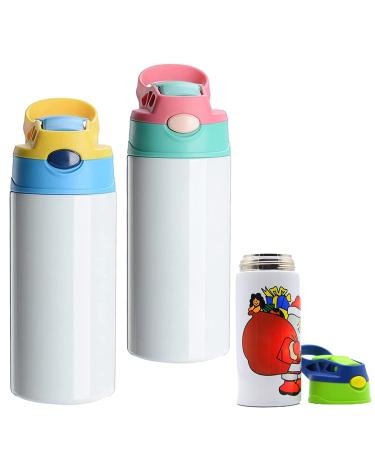 JIAOAO 2 Pcs Sublimation Sippy Cups Stainless Steel Straight Thermos Cup Student Water Cup Children'S Straw Cup Cute Stainless Steel Water Cup With Straw.Red+Yellow