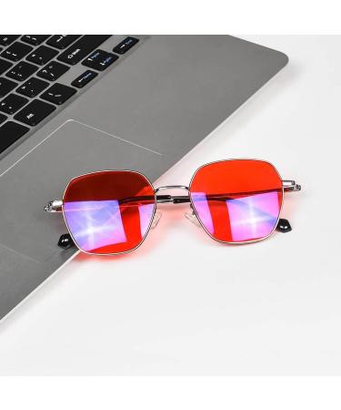 Buy T1026C1030 Red Titanium Eyeglass Frames for Men - 100% Blue Green Light Blocking Glasses for Eye Protection & Better Sleep - Buy Online on GoSupps.com