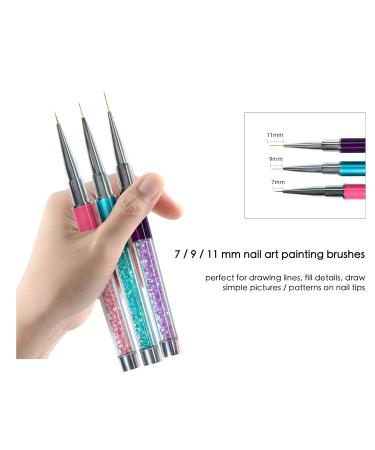 Egoguys DIY Nail Art Tools Manicure Kit Set - 3 Pack Nail Liner Brushes, Gem Picker, Wax Dotting Pen, Magnetic Display Stand, Resin Palette, Color Mixing Holder, Stickers - Pink - Buy Online on GoSupps.com