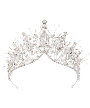 Eyret Tiara and Crown Crystal Silver Wedding Tiaras Rhinestone Prom Tiara Beaded Headdress for Women and Girls (A-Silver)