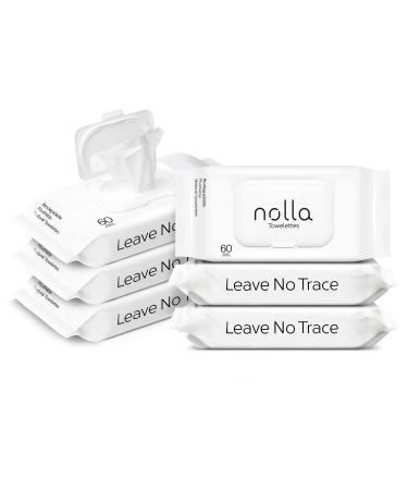 Nolla Flushable Wipes 100% Plant-Based Plastic-Free and Biodegradable - Septic and Sewer Safe - Unscented + Soothing Aloe and Vitamin E 360 Count (6 Packs of 60) 60 Count (Pack of 6)