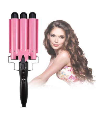 Hair Curling Iron, Portable Temperature Adjustable 3 Barrels Ceramic Wave Iron Wand Curler DIY Curly Hair Styling Tools (22mm)