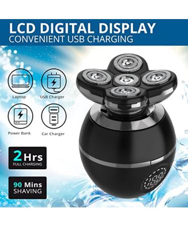 Upgrade Head Shaver for Men | 5-in-1 Cordless Electric Bald Head Shaver with LED Display | IPX7 Waterproof Rotary Grooming Kit - Buy Online on GoSupps.com