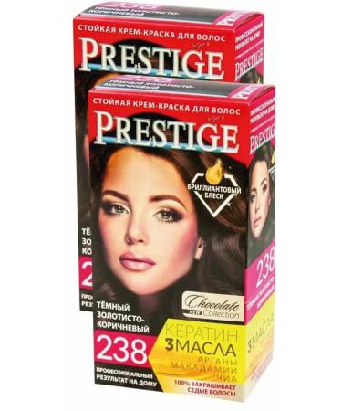 Vip's Prestige Cr me r sistante pour cheveux 238 fonc brun dor "Vip's Prestige" l'huile d'argan macadamia et chia/Cream hair dye Dark golden brown (2 pcs)