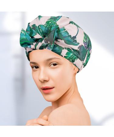 Auban Satin Shower Cap for Women - Large Reusable Waterproof Hair Cap for Long Hair & Spa Use (Green) - Buy Online on GoSupps.com
