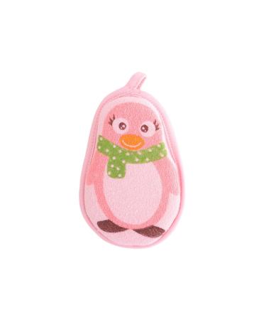 Kids Shower Sponge Kids Body Washer | Natural Bath Sponges in Cute Shapes | Cute Bath Sponge Soft Body Scrubber for Kids Shower Sensitive Skin Pink Penguin