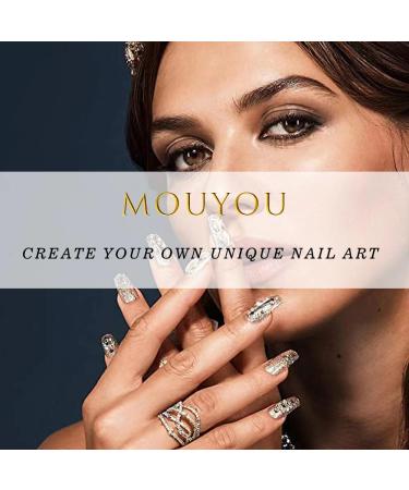 MouYou Press on Nails Long Ballerina Black Grids Fake Nails Full Cover Artificial Nails with Nail Glue Coffin 3D Rhinestone Black Pattern Gold Glitter Acrylic Artificial Fingernails for Women - Buy Online on GoSupps.com
