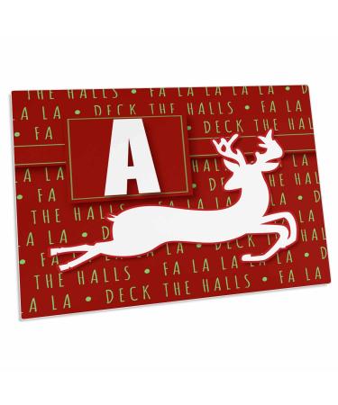 3dRose Letter A Monogram Christmas White Reindeer Deck The... - Desk Pad Place Mats (dpd-262639-1)
