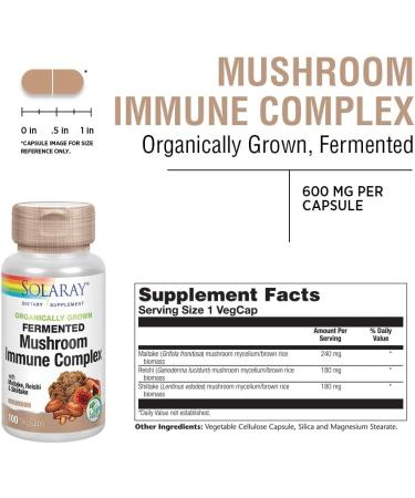 SOLARAY Organically Grown Fermented Mushroom Immune Complex 600mg - 100 VegCaps - Buy Online on GoSupps.com