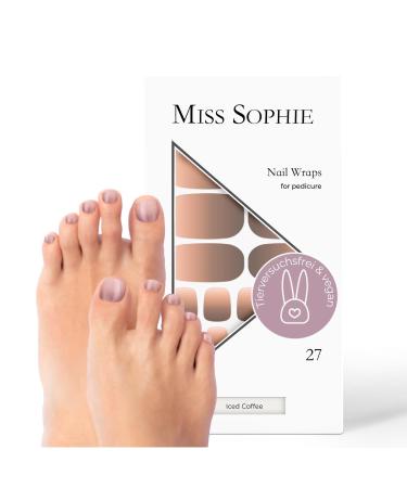 Original Miss Sophie Pedi Wraps I Iced Coffee Pedicure I 27 Ultra-D nne Nail polish stripes with color gradient I for toothed I sticks to natural and painted acrylic gel & shellac nails