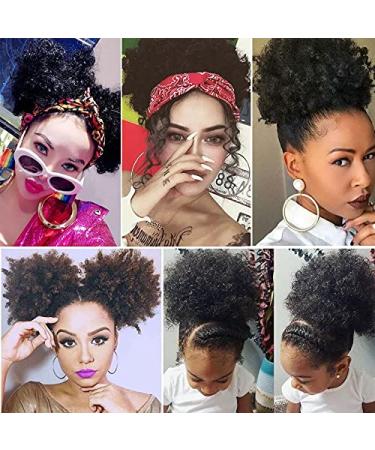 8-Inch Afro Puff Synthetic Hair Bun | Kinky Curly Drawstring Ponytail & Clip Extensions for Women - Color 4 - Buy Online on GoSupps.com