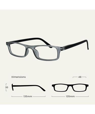 Matt Grey Black Lightweight Designer Reading Glasses for Men & Women - Spring Hinges R17-7 +1.50 - Buy Online on GoSupps.com