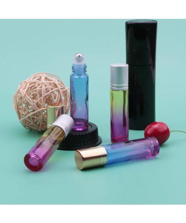 Rowiz 10PCS 10ml Gradient Color Glass Bottle Leakproof Glass Bottle Essential Oil Roller Bottles Set With Stainless Steel Balls And Gold or Silver Screwcap For Perfume & Aromatherapy Oils Blue-purple and Yellow-rose Red Gradient - Buy Online on GoSupps.com