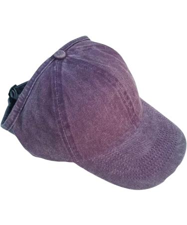 TOPTIE Purple Washed Cotton Backless Ponytail Cap for Women - Ideal for Messy Buns and Curly Hair - Buy Online on GoSupps.com
