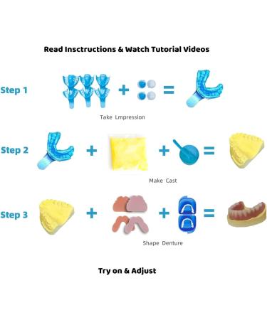 DENTUREWAY DIY Denture Kit with Impression(3 Sets of False Teeth) Do-It-Yourself Denture Solution DIY Partial Denture kit DIY Denture (White) - Buy Online on GoSupps.com