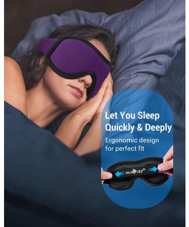 Musicozy 3D Breathable Silk Sleep Mask for Men and Women - Light Blocking Eye Cover for Travel, Office, Nap - Pink & Purple 2 Pack - Buy Online on GoSupps.com