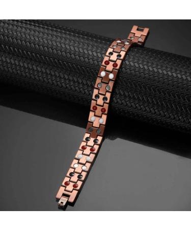 Magnetic Copper Bracelet for Men- Double Row Strength Magnets, 4 Element Design with Removal Tool, Gift Box included - Buy Online on GoSupps.com