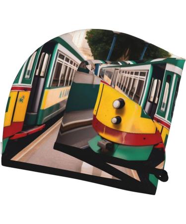 Lisbon Tram Pattern Coral Velvet Dry Hair Cap with Buttons Perfect for Curly Long & Thick Hair Anti-Frizz Solution - Buy Online on GoSupps.com