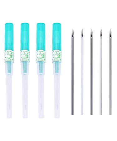 JIESIBAO 18G Ear Nose Piercing Needles 18G catheter Piercing Needls Stainless Steel Sterile Disposable Piercing Needles for Belly Button Nipple Industrial Ear Smiley Piercing 18G(1.0mm)-9pcs