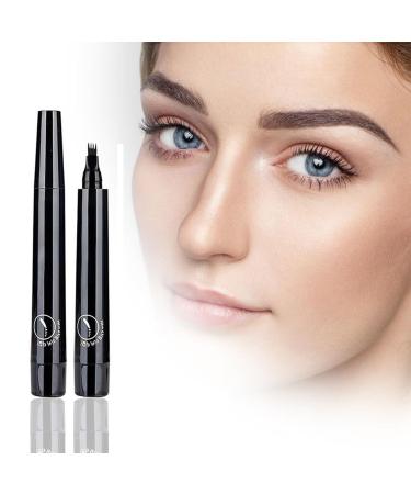 Upgrade Magic Eyebrow Pencil 2024 3D Waterproof Microblading Eyebrow Pen 4 Tipped Precise Brow Pen Waterproof Makeup Contouring Pen Fine Stroke Creates Natural Makeup Effect (Black A) Black A