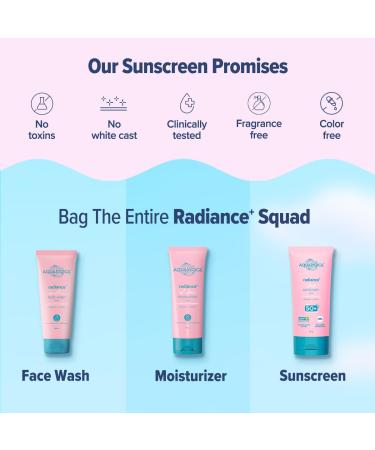 Aqualogica Radiance+ Dewy Face Sunscreen with SPF 50+ & PA+++ | Broad Spectrum Protection & No White Cast | Helps Give Healthy Skin with Watermelon & Niacinamide | 2.82 Oz/80g - Buy Online on GoSupps.com