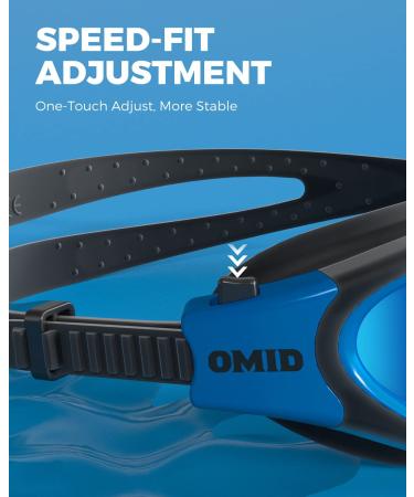 OMID Polarized Anti-Fog Swim Goggles for Adults - Mirrored Blue | Comfortable Fit - Buy Online on GoSupps.com