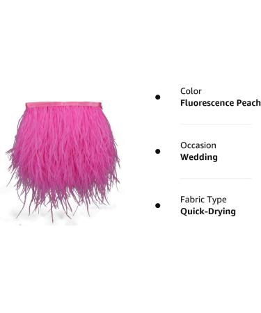 Ostrich Feather Fringe Trim Ribbon 2 Yards - Fluorescence Peach - 4-6inch Width - Sewing & Crafts Accessories - Buy Online on GoSupps.com