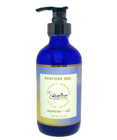 Quantum Wellness for Life Restore Gel - Aloe and Magnesium Scalar Energy Infused (8 oz Glass Pump Bottle)