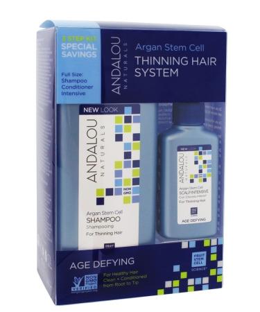 Andalou Naturals Age Defying Hair Thinning Treatment System 3 Piece Kit Conditioner Shampoo 11.5 Ounce
