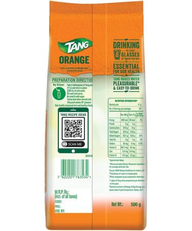 Tang Orange Instant Drink Mix 500G Pouch - India - Buy Online on GoSupps.com
