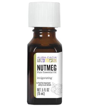 Aura Cacia Pure Nutmeg Essential Oil | 0.5 fl. oz. | Myristica fragrans Nutmeg 0.5 Fl Oz (Pack of 1)