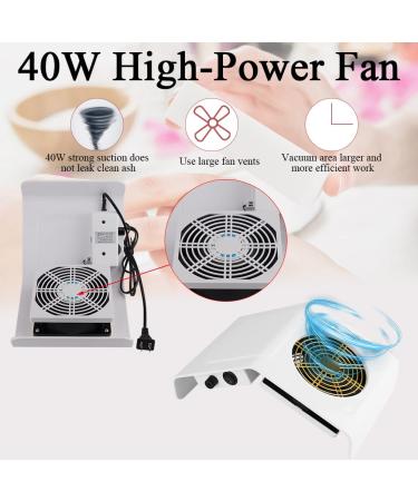 Nails Vacuum Dust Collector 40W - Powerful Nail Cleaner for Acrylic and Gel Nails - Salon Quality Nail Dust Extractor - White - Buy Online on GoSupps.com