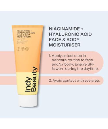 4% Niacinamide & Hyaluronic Acid Moisturiser 200ml - Boost Collagen Production Even Skin Tone & Tighten Pores - Nourish & Hydrate - Sea Buckthorn Extract & Panthenol - Fragrance Free - Indy Beauty - Buy Online on GoSupps.com