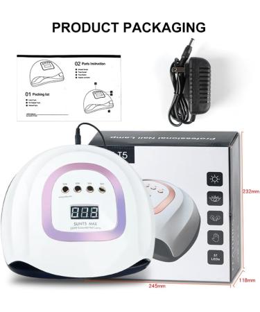 220W UV LED Nail Lamp with 57 Beads, Quick-Drying Gel Curing for Salon Quality Gel Nails - White - Buy Online on GoSupps.com
