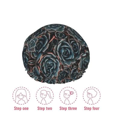 Fresh Succulents Printed Shower Cap - Waterproof, One Size Fits All, Women's Bath Cap for All Hair Textures - Buy Online on GoSupps.com