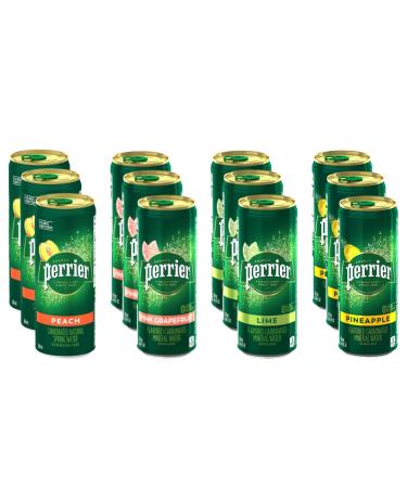 Perrier Flavored Carbonated Mineral Water Variety Pack - 11.15 Fl oz Cans - (By Obanic) - 12 Count