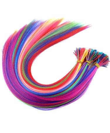Colorful 20 I Tip Hair Extensions Kit - Long Synthethic Micro Link Feather Hairpieces in Party Colors - Heat Resistant Microlink Hair Accessories - Buy Online on GoSupps.com