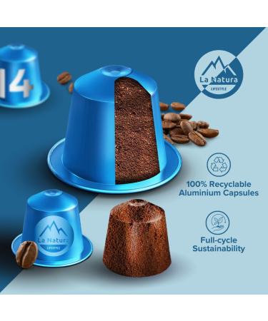 La Natura Lifestyle 120x Ristretto coffee capsules compatible with Nespresso capsule machines | made of aluminium | 100% recyclable - Buy Online on GoSupps.com