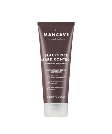 ManCave Blackspice Beard Control 100ml Condition and style your beard with L-Arginine Hemp oil and Shea Butter Encourages beard growth Vegan Friendly Made from Recycled Plastics Made in England